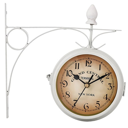 Double Sided Wall Clock, 5 In Retro European Style Timepiece With Vintage Metal Bracket, Decorative Indoor Hanging Accessory, 8.6 X 8.6 In