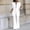 White women's 2 piece blazer set a1, variant on Women's 2 Piece Blazer Set Casual Wide Leg Pants Matching Lounge Outfits Solid Long Sleeve Collared Tops Cruise Travel Airport Clothes, Yellow M