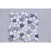 FUSTONE Marble Tiles Interlocking Pebble Decorative Tiles Natrual River Rock Stone Tile(10-Sheets) Kitchen Floor Bathroom Patio Stones PT316-10