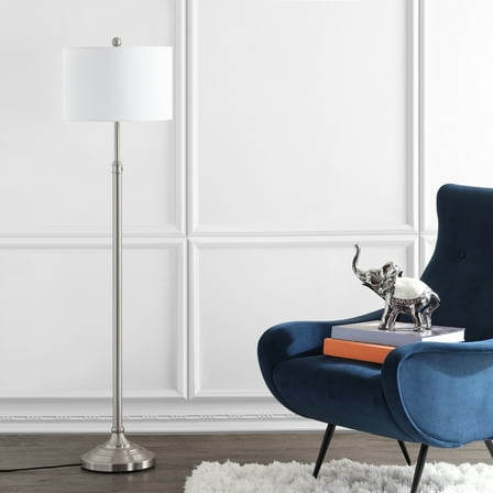 Safavieh Leeland Simple Glam Floor Lamp, Brush Nickel