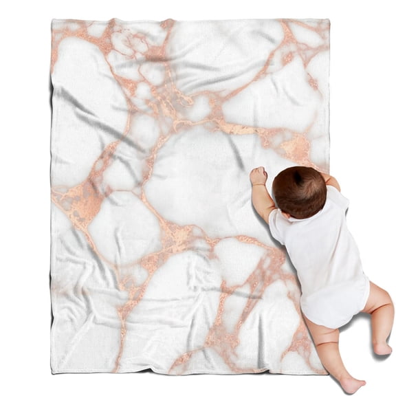 White Rose Gold Marble Blanket,Comfortable Soft Flannel Throw Blanket,All Season,Warm Lightweight Blankets for Sofa Bed Couch Living Room Chair,30"x40"