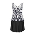 thumbnail image 5 of Riforla Maillots de Bain pour Femmes Imprimé Mode Col en V Plissé Tankini Bikini Mini Robe de Maillot Style Jupe Maillots de Bain pour Femmes Blanc TG, 5 of 5