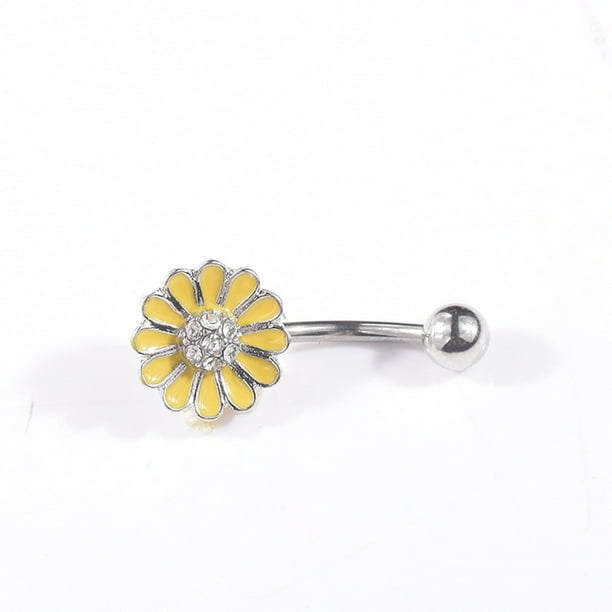 1 pc Belly Ring Fashion Piercing Daisy Navel Ring Creative Navel Button ring Flower Navel Nail for Woman Girl Lady Walmart