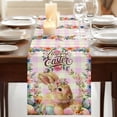 thumbnail image 3 of Easter Rabbit Eggs Table Runner, Spring Flowers Leaves Pastoral Pink Laid Cotton Linen Table Runners 120 Inches Long, Dresser Scarf Runner for Dining/Living Room/Kitchen/Square Tables 13''x120'', 3 of 9