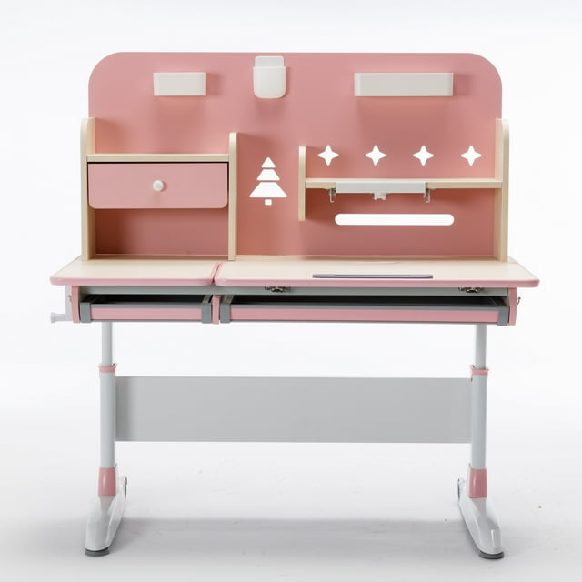 Bureau d'Étude Multifonction Réglable pour Enfants - Rose
