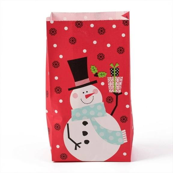 Christmas Theme Kraft Paper Bags Gift Bags Snacks Bags Rectangle Snowman Pattern 23.2x13x8cm
