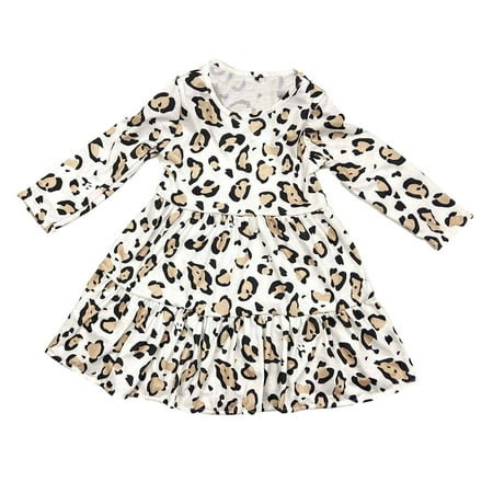 

Edvintorg Spring Fall Leopard Printed Girl Dress Fashion Casual Long Sleeve Dress Kids Clothes Girls Princess Dresses For Kids Girls Party Valentine S Day Gifts 2-7 Years Clearance