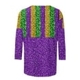 thumbnail image 6 of YOIAVAIOY Women Mardi Gras T Shirts Fashion Casual Crew Neck Tops Trendy Mask Print 3/4 Sleeve Blouses Multicolor XXXL, 6 of 6
