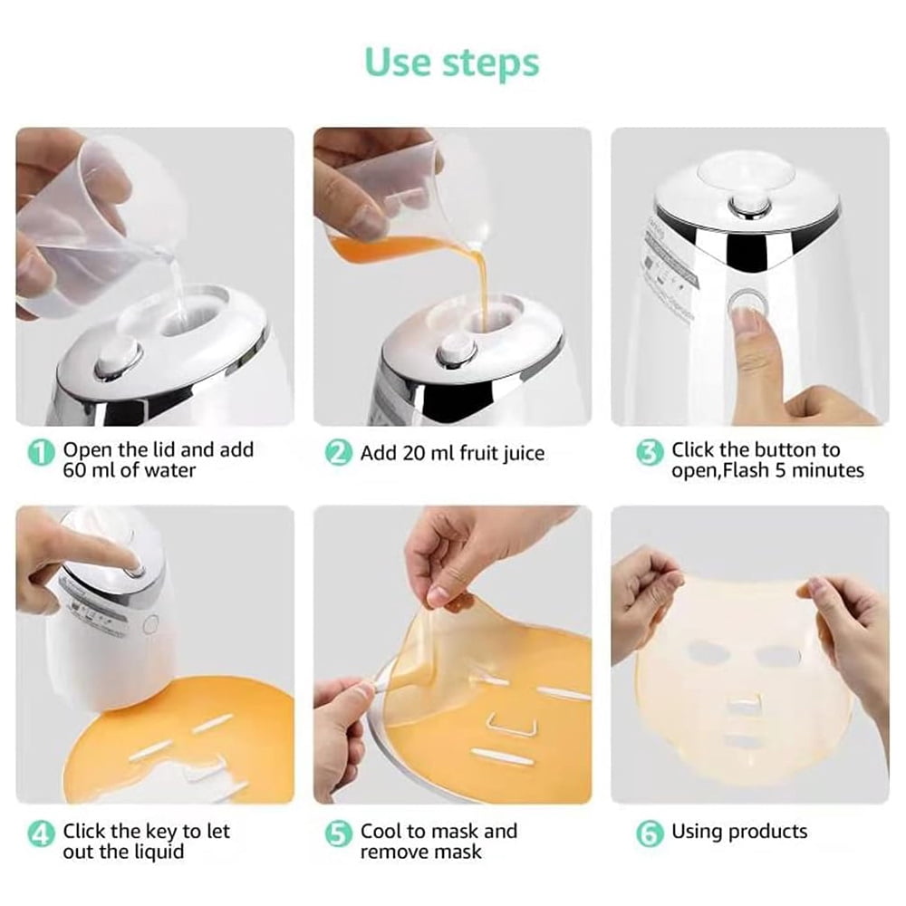 Facial Mask Machine Diy Face Mask Machine, Natural Fruit Vegetable Mask Maker for Skin Care, SPA Facial Skin Care, Face Mask Maker Machine Kit With Collagen Pills, Easy to Use and Clean
