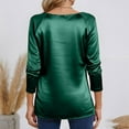 thumbnail image 3 of WULMLEO Womens Satin Blouse Cowl Neck Draped Silky Long Sleeve Dressy Tops Fall Trendy Fashion Business Casual Outfit Green XL, 3 of 3