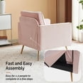 thumbnail image 6 of VINGLI Modern Pink Velvet Accent Chair for Living Room,Bedroom Comfy Chair Arm Chair Reading Chair with Golden Metal Legs and Deep Seat for Office,Apartment,Small Space, 6 of 15