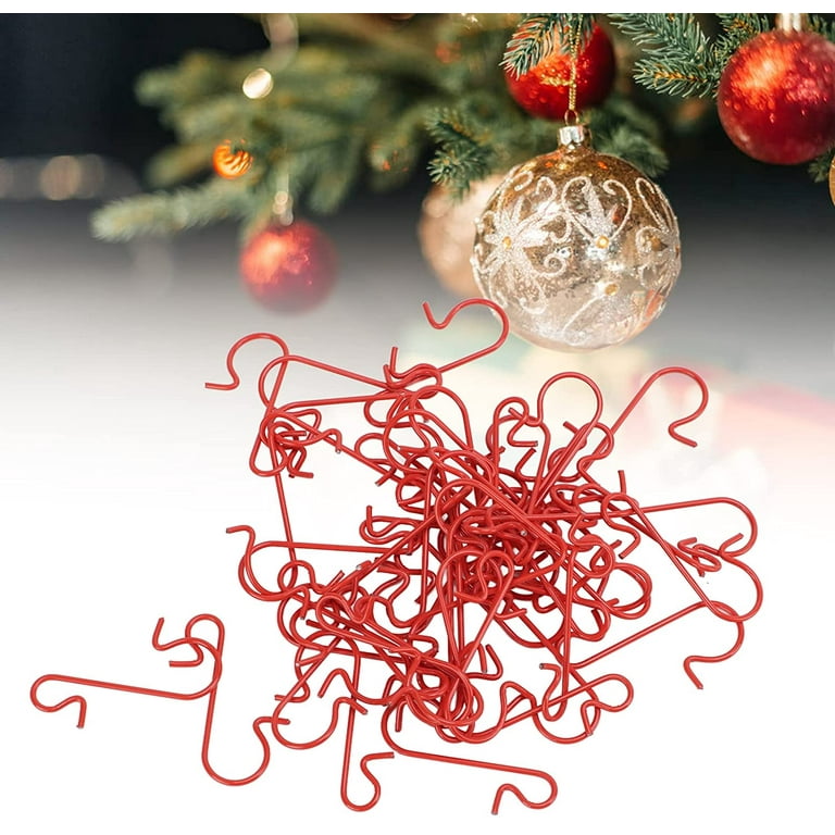Dockapa 50pcs Christmas Ornament Hooks, S-Shaped Hook Hangers Christmas Tree Hooks for Xmas Tree Party Balls Decoration(Red)