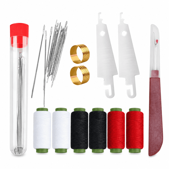 37 Piece Sewing Kit, Needle and Thread Set with Big Eye Stainless Steel Needles, Seam Ripper, Threaders and Thimbles for Hand Sewing and Home Mending