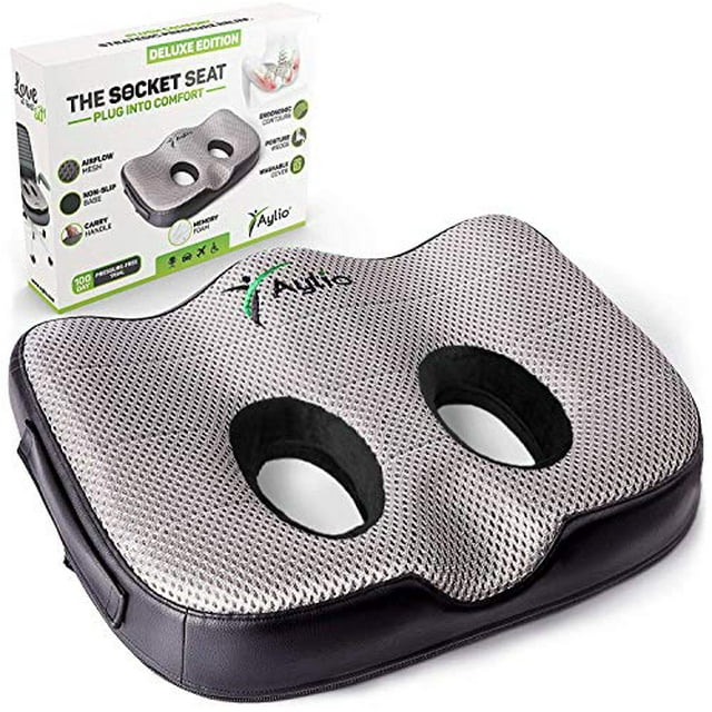 Aylio Socket Seat - Memory Foam Sit Bone Relief Cushion for Butt, Lower Back, Hamstrings, Hips, Ischial Tuberosity