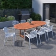thumbnail image 2 of Amazonia Porto Belo 9-Piece Dark Finish Wood 100% FSC Oval Patio Dining Set White, 2 of 8