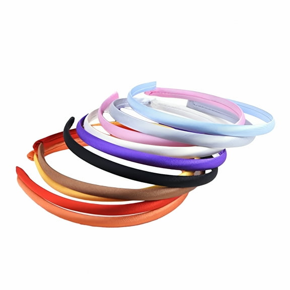 TELOLY 10pcs 1cm Width Satin Headband Beautiful Flexible Satin Covered Headbands for Women Girls Ladies (Random Color)