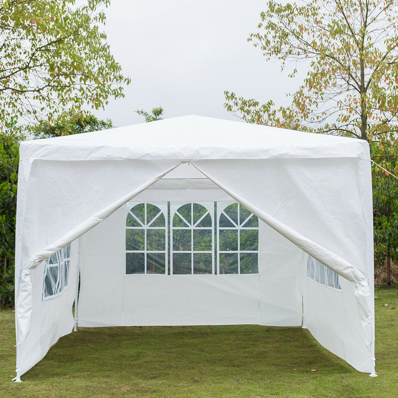 Instant Shelter Beach Canopy for Wedding Camping Birthday Party 10x30 Feet Heavy Duty Canopy Tent 8 Sides 2 Doors Waterproof Gazebos White 