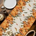 thumbnail image 2 of Table Runner Dresser Scarves 108 Inch Long,Autumn Thanksgiving Orange Pumpkin Linen Dining Table Runners Farm Leaves Burlap Tabletop Scarf for Wedding Holiday Party Kitchen, 2 of 9