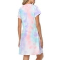 thumbnail image 4 of HDE Women's Cotton Nightgowns Short Sleeve Sleep Dress Coffee Tie Dye 4X-5X, 4 of 6