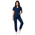 thumbnail image 4 of VV AVEORS Scrubs For Women Set Casual Medical Uniform Stretch V-Neck Scrub Top & Jogger Pant With Pocket Nursing Uniforms Set Navy S, 4 of 4