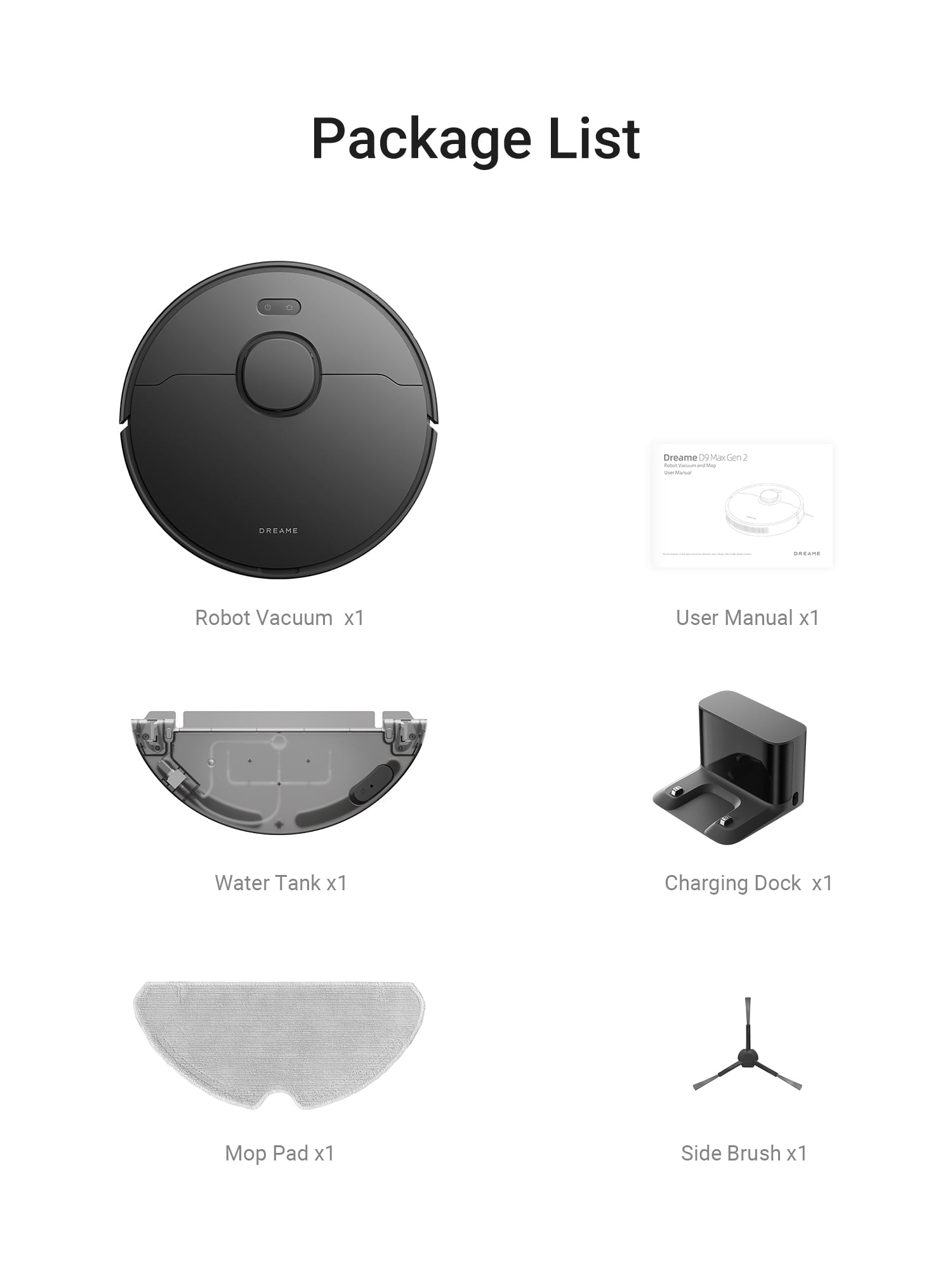 Dreame 2-in-1 Robot Vacuum and Mop, LDS Navigation, 6000Pa Strong Suction Power, 240mins Runtime,570 ml Dust Box, WiFi, APP, Voice Control, D9 Max Gen2