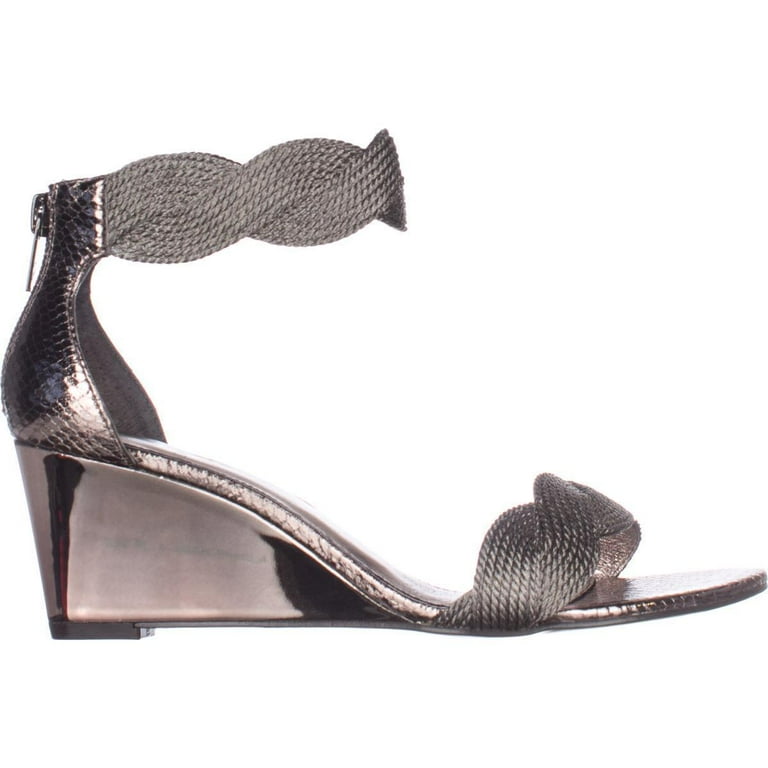 Womens Adrianna Papell Adelaide Wedge Sandals Gunmetal Metallic