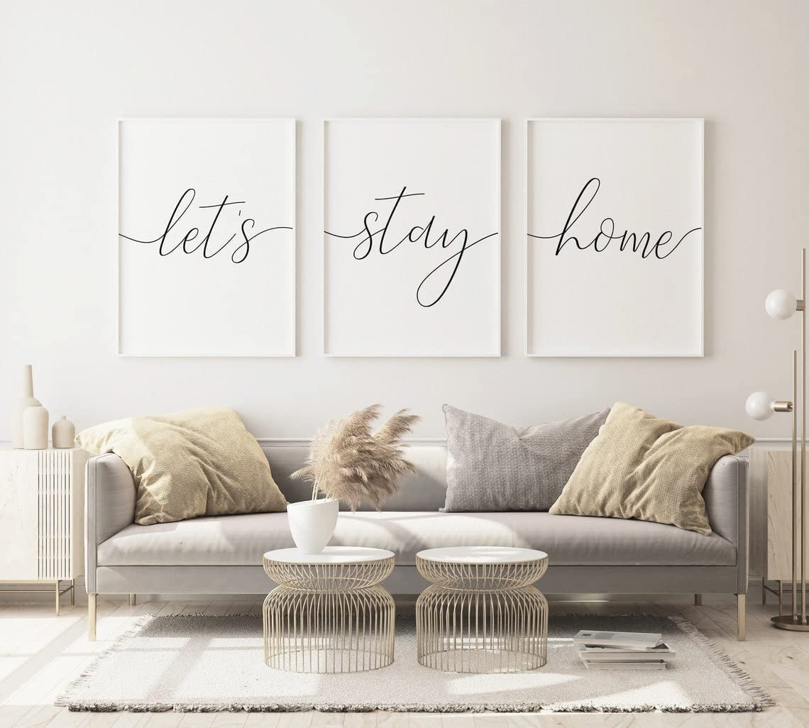 Wall Decor 3 Let's Stay Home Prints Posters Wall Art Painting for Artwork Family Room Farmhouse Decor with Inner - Walmart.com