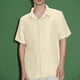 thumbnail image 1 of Blusa y camisa de manga corta con cuello vuelto para hombre, de color liso, holgada, informal, a la moda, con botones, de manga corta y cuello vuelto, blusa de poliéster para hombre, 1 of 6
