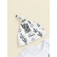 thumbnail image 6 of FEORJGP Infant Baby Boy Summer Western Outfits 0 3M 6M 12M Toddler Short Sleeves Rompers Cow Head Print Jumpsuits and Elastic Pants Beanies Hat Set KiFashion Casual 3 Piece Clothes for Daily, 6 of 10