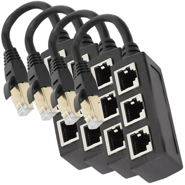 Distribuidor de Red VentDepot NetDiverge 4Pzas Divisor RJ45 Interior Negro Plástico y Metal