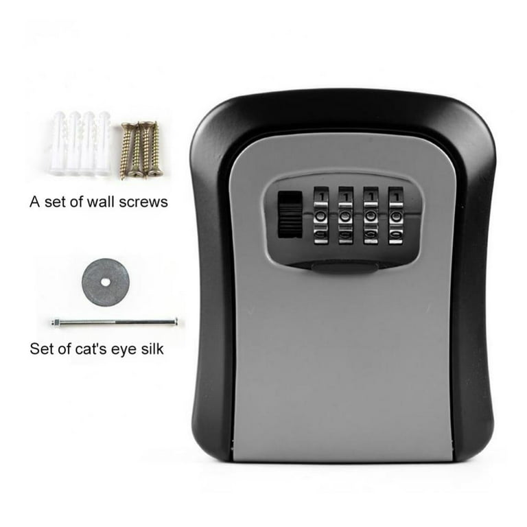 Husfou Key Lock Box Waterproof, Portable 4-Digit Combination Safe Lockbox with Removable Shackle, 5 Key Capacity Security Key Storage for Home Outdoor