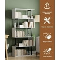 thumbnail image 4 of 5 Tier Geometric Bookcase,S Shaped Bookshelf, Wood Decorative Storage Shelving, Modern Freestanding Display Shelves, Tall Book Shelf Unit for Living Room Bedroom, White, 4 of 7