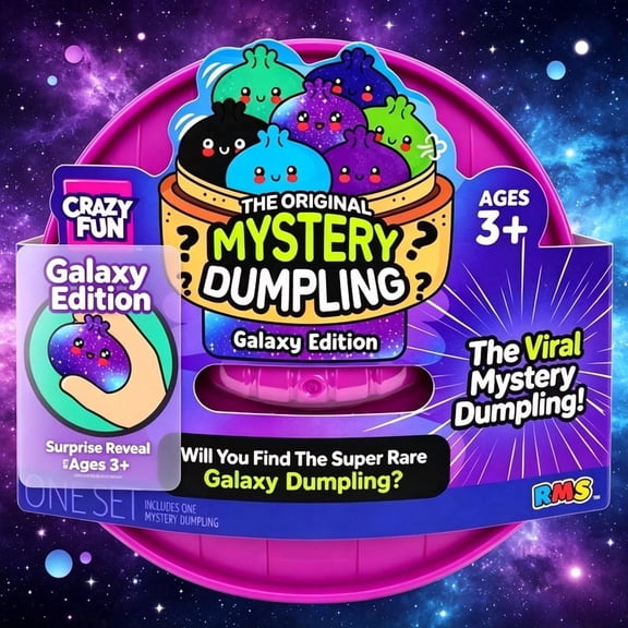Giant Glitter Dumpling Mystery Rainbow Dumpling,Galaxy Edition Bao Bun Fidget Toy with Steamer Box