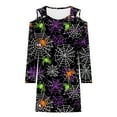 thumbnail image 5 of WXLWZYWL Ladies Evening Dresses Casual Halloween Printed Dress Long Sleeve Strapless Dress Fashion Round Neck Suspender Off Shoulder Dress, 5 of 5