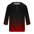 thumbnail image 4 of Dgankt Shirts for Men Casual Trendy Stand Collar Gradient Pullover Button Front 3/4 Sleeve Shirt,Sizes S-3XL, 4 of 4