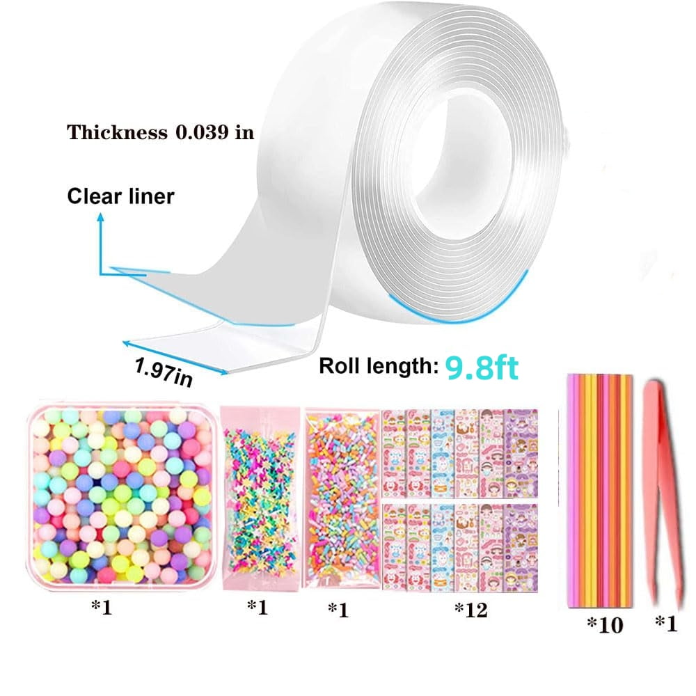 TRIANU Nano Bubbles Tape Kit with 5 Straw for Making Cute Nano Bubbles, DIY  Nano Bubbles Tape Balloon Kit for Kids, Girls, Boys