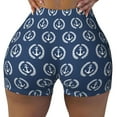 thumbnail image 2 of Honeii Navy Nautical Print Women's Workout Shorts, Gym Shorts for Active Wear, Sports Shorts,Women's Running Shorts,Quick Dry Athletic Shorts-X-Large, 2 of 8