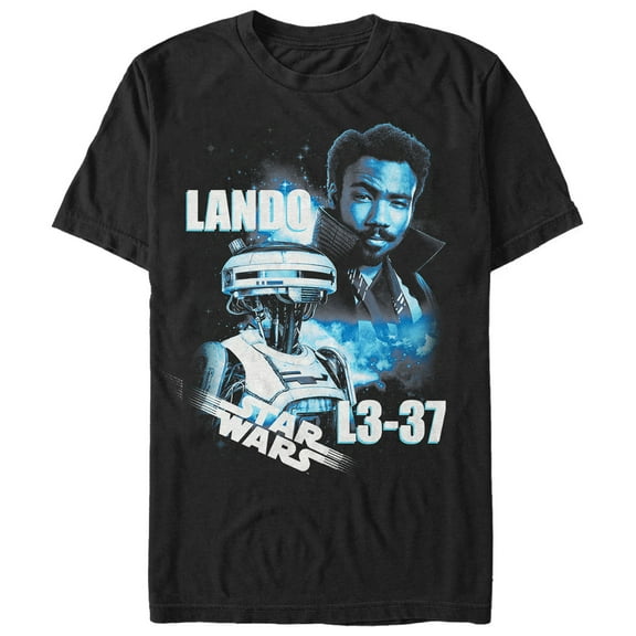 Men's Solo: A Star Wars Story Lando and L3-37 Name Graphic Tee Black 5X Large