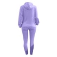 thumbnail image 5 of LovelyWholesale Women's Hooded Collar Drawstring Hooded Collar Long Sleeve Tracksuit Set, 5 of 6