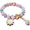 thumbnail image 2 of Pulseras de cuentas de cristal con flores esmaltadas, pulsera elástica con cuentas de piedras preciosas de 8 mm con pulsera de flores para mujer, 2 of 3