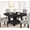 Black, variant on 47 Inch Square Dining Table for 4-6, Wood Kitchen Table with Storage Shelf, Triangular Leg Base, Farmhouse Dining Room Table for Apartment and Small Spaces
