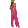 thumbnail image 4 of Jumpsuits for Women Casual Summer Overalls Sleeveless Spaghetti Strap Romper Jumpers Trendy Beach Vacation Outfits Hot Pink L, 4 of 5