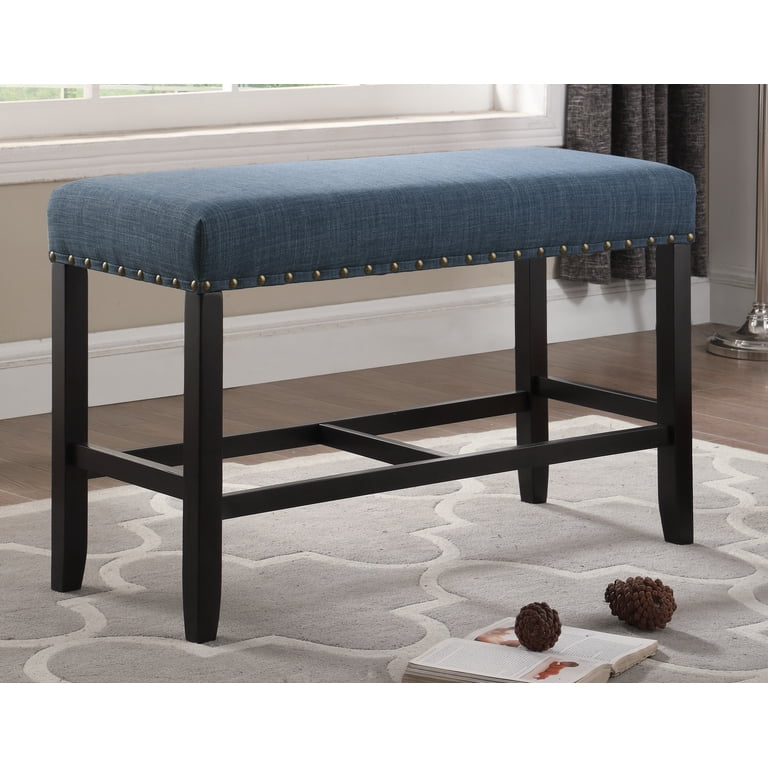 Roundhill Furniture Biony Counter Dining Bench, Blue photo 4