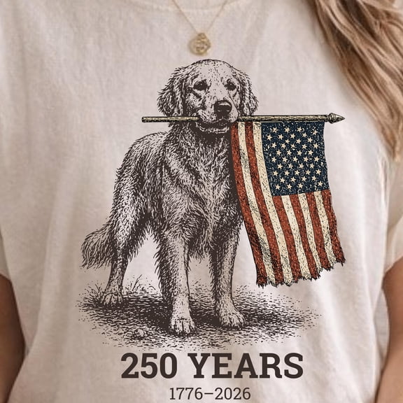 Golden Retriever Patriotic Shirt 250 Years 1776 2026 American Flag Dog Shirt Vintage Golden Tee Fourth of July Shirt Dog Lover Gift