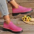 thumbnail image 6 of Women's Knit Rhinestone Platform Sneakers Breathable Mesh Round Toe Slip On Lug Sole Loafers Lightweight Walking Sport Casual Shoes, 6 of 6