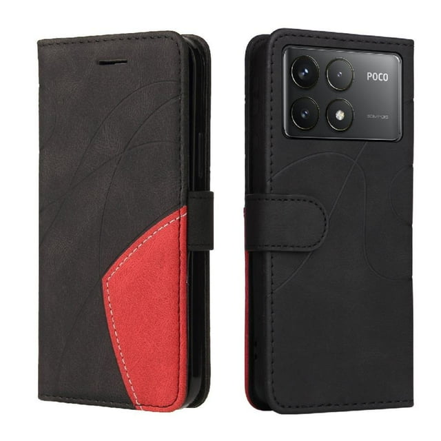 GANGXUN Flip Case for Xiaomi POCO F6 PRO – Leather Wallet Cover with Card Slots, Kickstand & Color Stitching Protective Folio