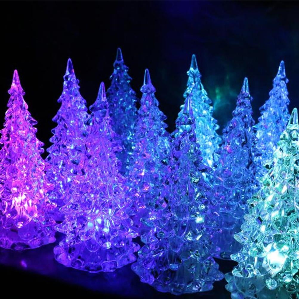 Night Light Crystal Mini Christmas Tree Flameless Led Decorative Lights 本店