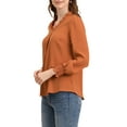 thumbnail image 4 of INSPIRE CHIC Women's V Neck Round Hem Blouse Long Sleeve Top, 4 of 6