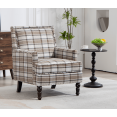 thumbnail image 3 of Leumius Modern Accent Chair with Wood Legs,Vintage Upholstered Armchair Single Sofa Chair Reading Accent Chair for Living Room Bedroom Office,Coffee, 3 of 7