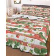 thumbnail image 3 of Quilts Twin Size Bedding Set, Strawberry Lightweight Quilted Comforter, Fruits Green Palm Leaves Red Striped Soft Reversible Bedspread Coverlet with Pillow Covers for All Season, 68" x 86", 3 of 7